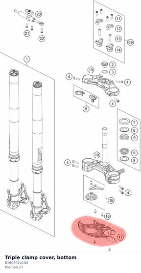 Diagram preview: Triple clamp cover, bottom (61908024100)