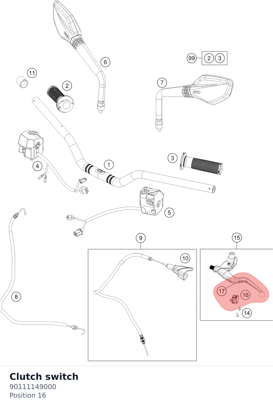 Diagram preview: Clutch switch (90111149000)