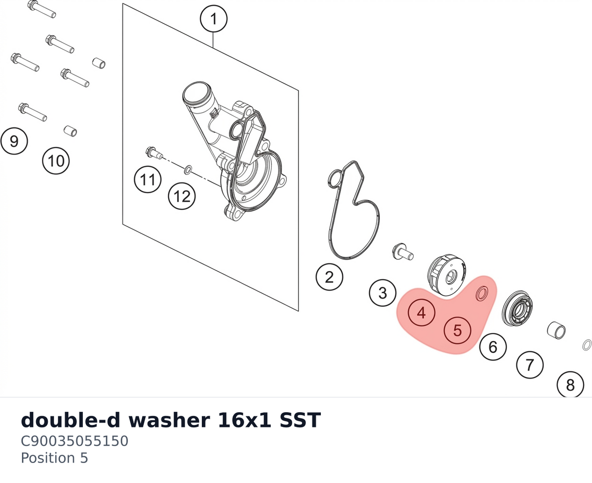 Diagram preview: double-d washer 16x1 SST (C90035055150)
