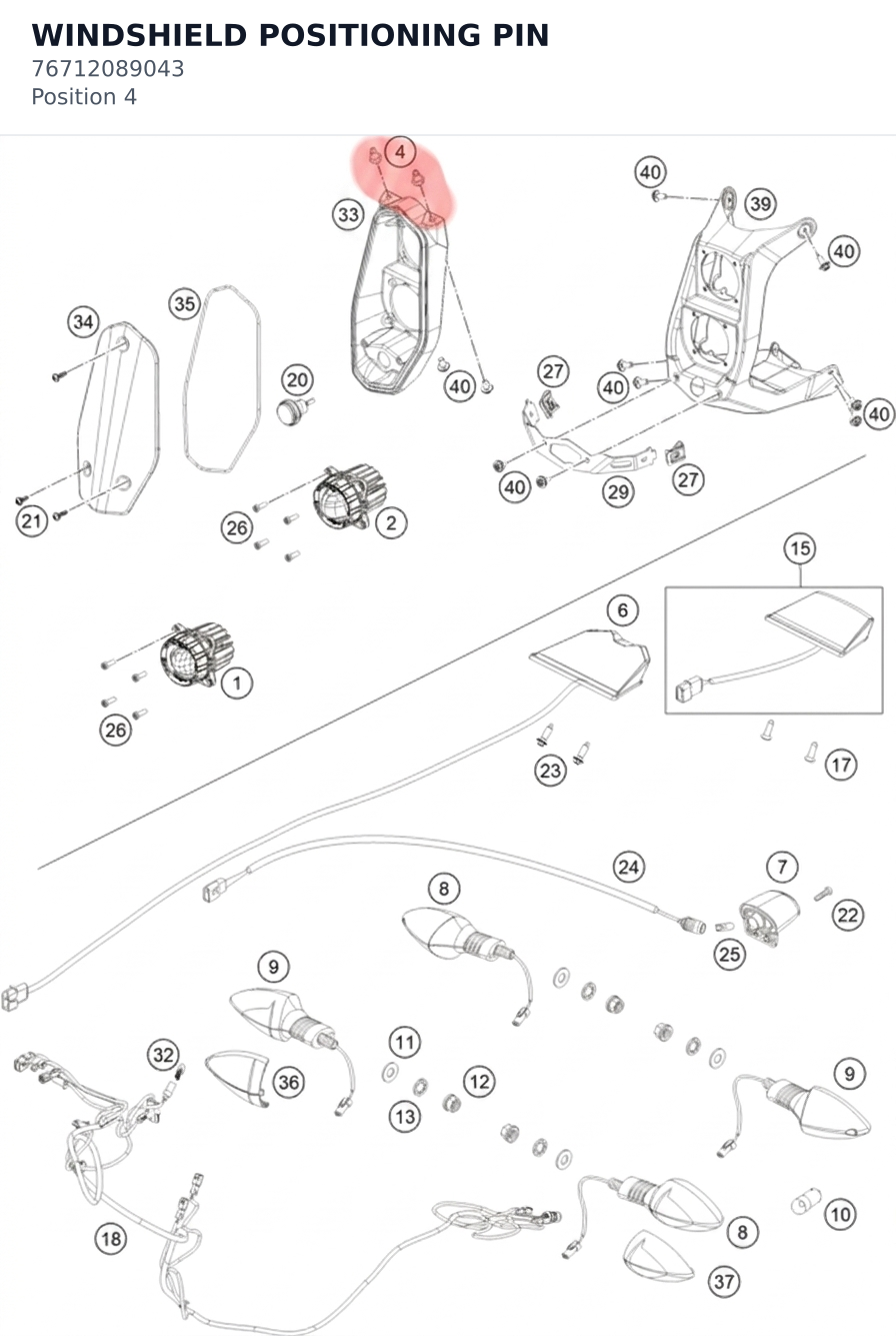 Diagram preview: WINDSHIELD POSITIONING PIN (76712089043)