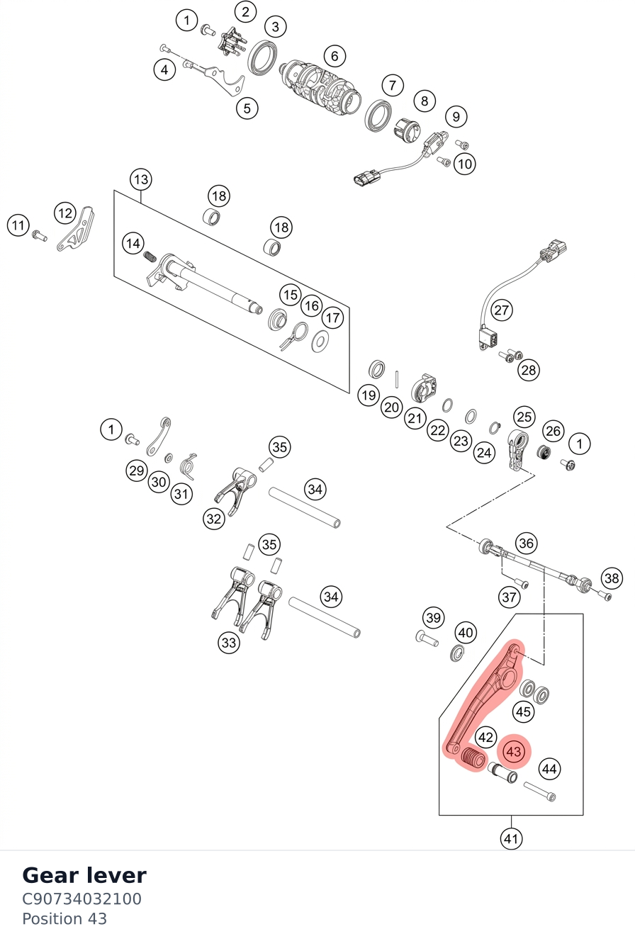 Diagram preview: Gear lever (C90734032100)