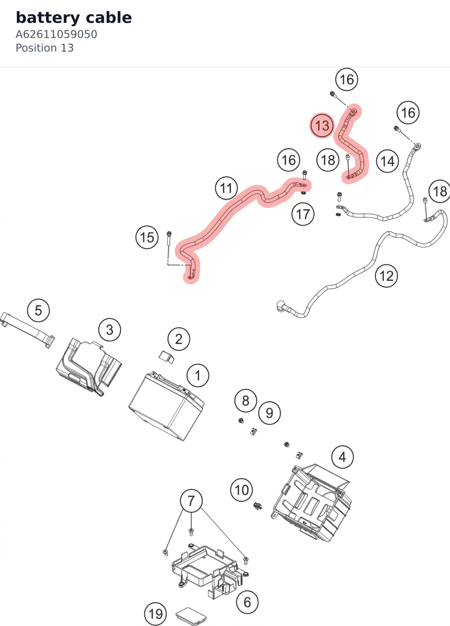 Diagram preview: battery cable (A62611059050)