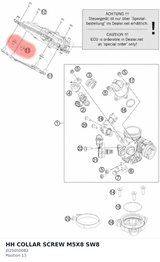 Diagram preview: HH COLLAR SCREW M5X8  SW8 (J025050083)