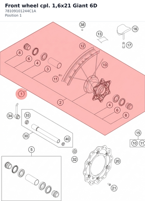 Diagram preview: Front wheel cpl. 1,6x21  Giant 6D (78109101244C1A)