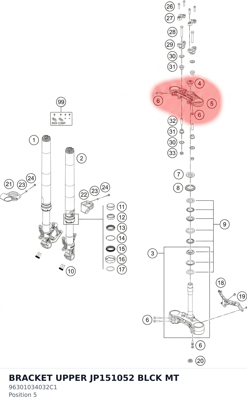 Diagram preview: BRACKET UPPER JP151052 BLCK MT (96301034032C1)