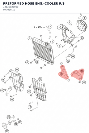 Diagram preview: PREFORMED HOSE ENG.-COOLER R/S (72535025000)