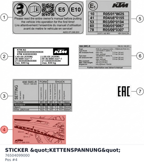 Diagram preview: STICKER "KETTENSPANNUNG" (76504099000)