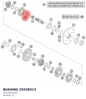Diagram preview: BUSHING 25X28X13 (76233022200)