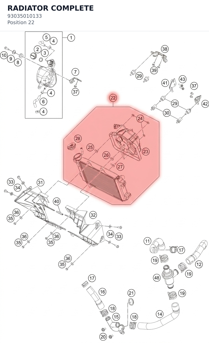 Diagram preview: RADIATOR COMPLETE (93035010133)