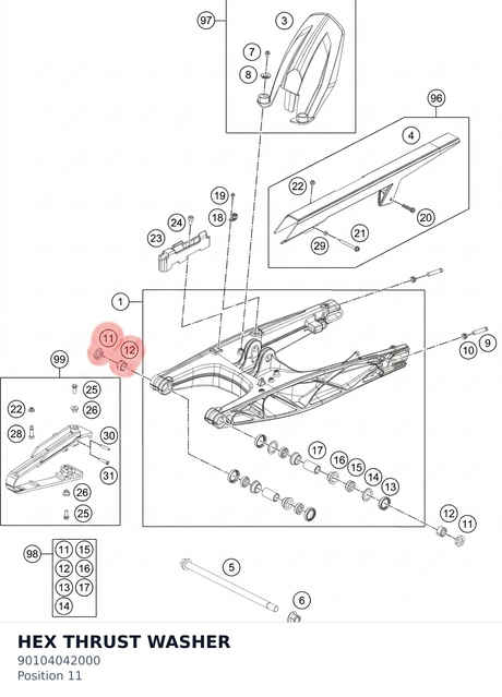 Diagram preview: HEX THRUST WASHER (90104042000)