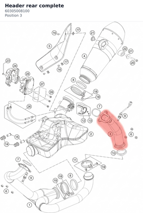 Diagram preview: Header rear complete (60305008100)