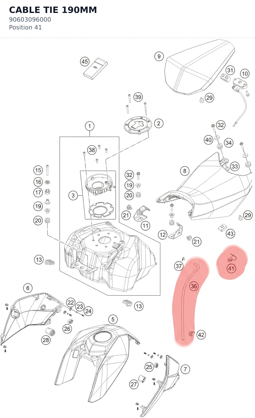 Diagram preview: CABLE TIE 190MM (90603096000)