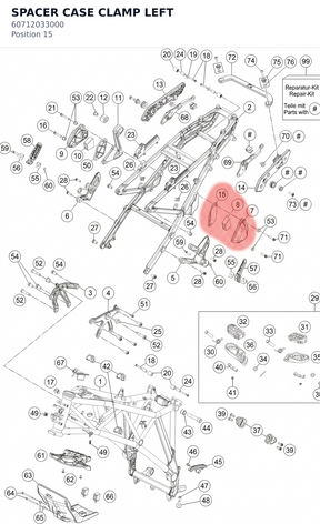 Diagram preview: SPACER CASE CLAMP LEFT (60712033000)