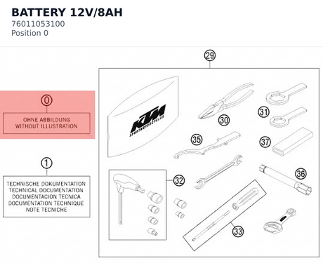 Diagram preview: BATTERY 12V/8AH (76011053100)