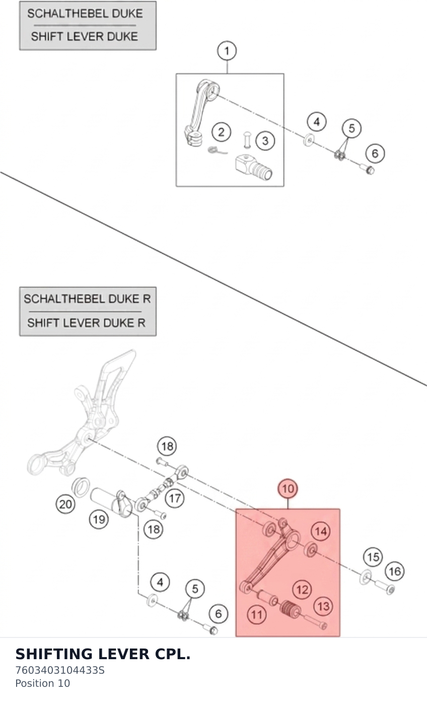 Diagram preview: SHIFTING LEVER CPL. (7603403104433S)