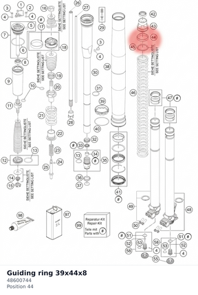 Diagram preview: Guiding ring 39x44x8 (48600744)