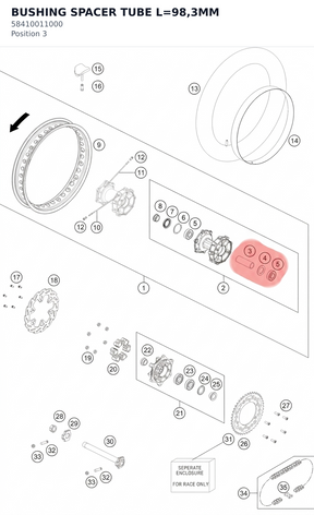 Diagram preview: BUSHING SPACER TUBE L=98,3MM (58410011000)