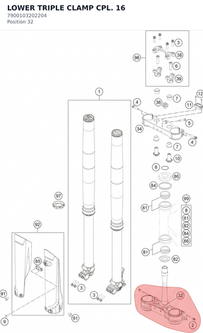 Diagram preview: LOWER TRIPLE CLAMP CPL.     16 (7900103202204)