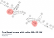 Diagram preview: Oval head screw with collar M8x20 ISK (A65303008020)
