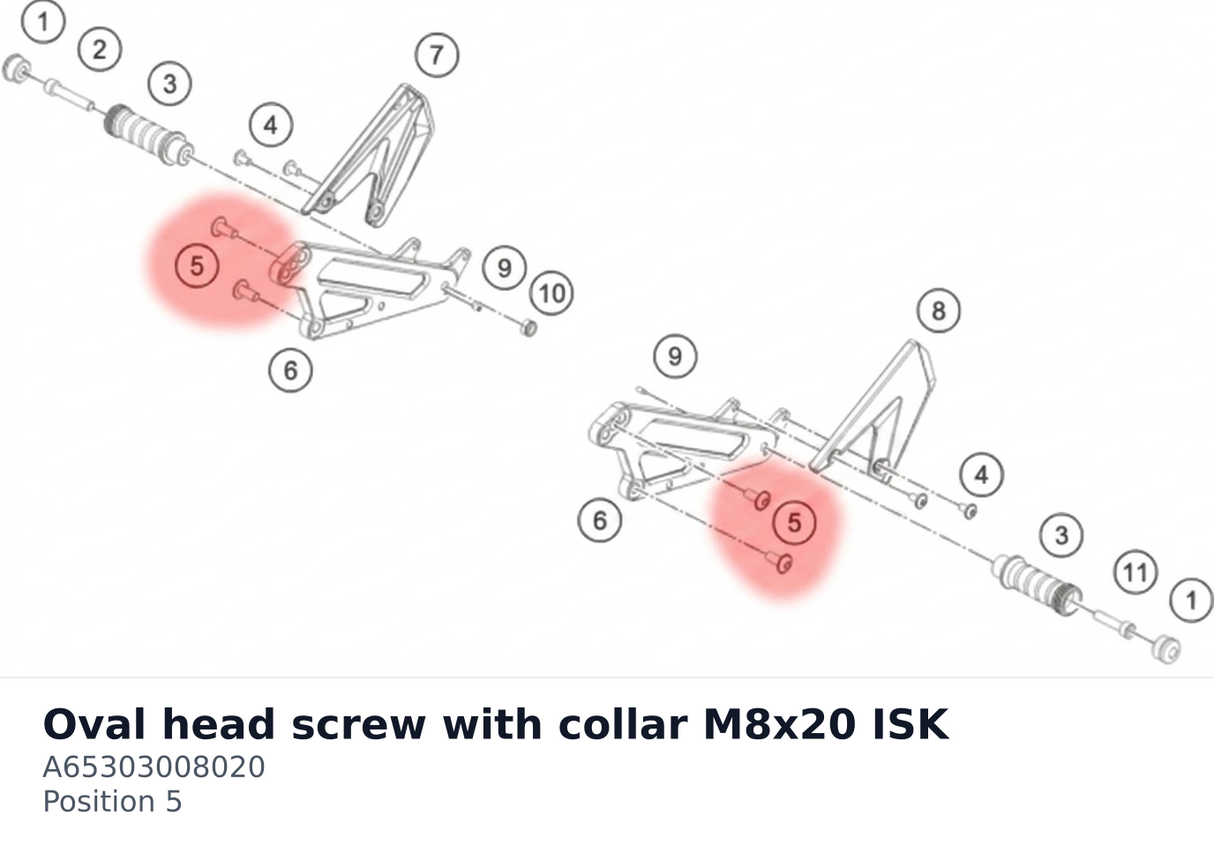 Diagram preview: Oval head screw with collar M8x20 ISK (A65303008020)