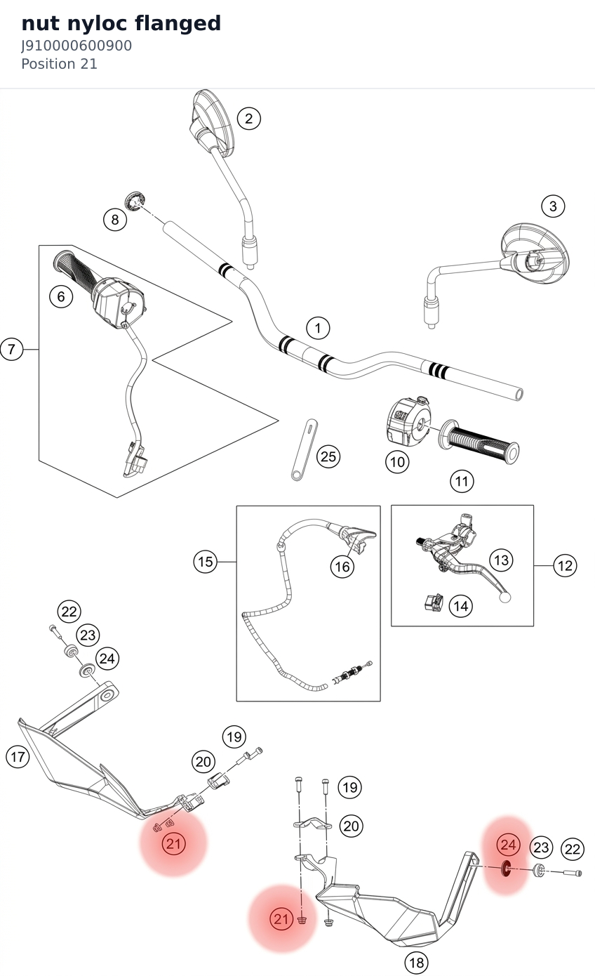 Diagram preview: nut nyloc flanged (J910000600900)