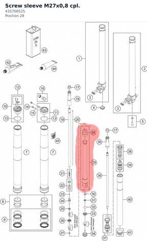 Diagram preview: Screw sleeve M27x0,8 cpl. (43570852S)
