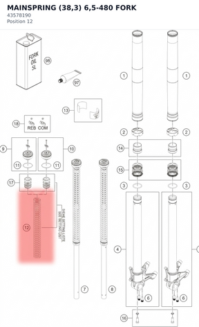 Diagram preview: MAINSPRING (38,3) 6,5-480 FORK (43578190)