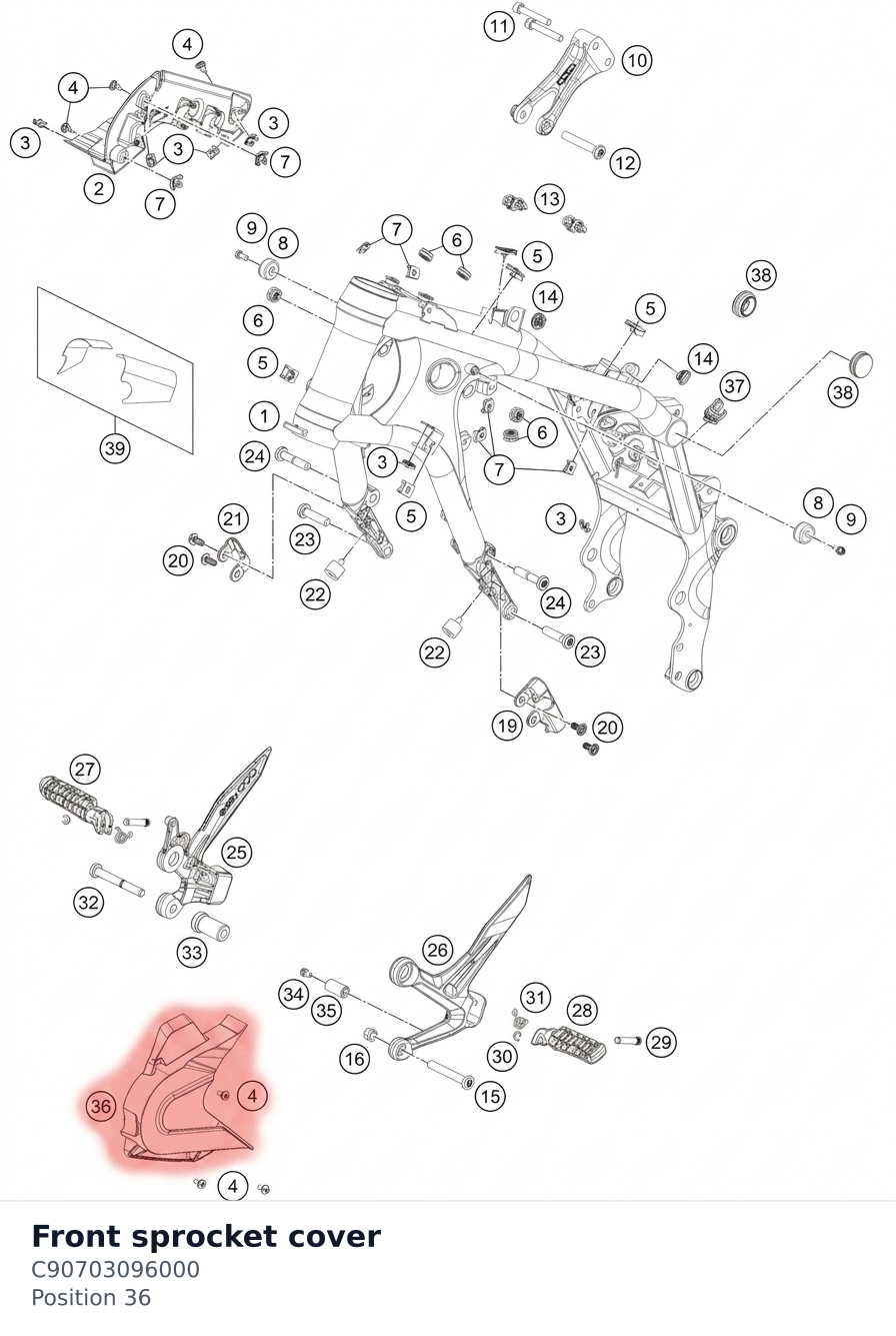 Diagram preview: Front sprocket cover (C90703096000)