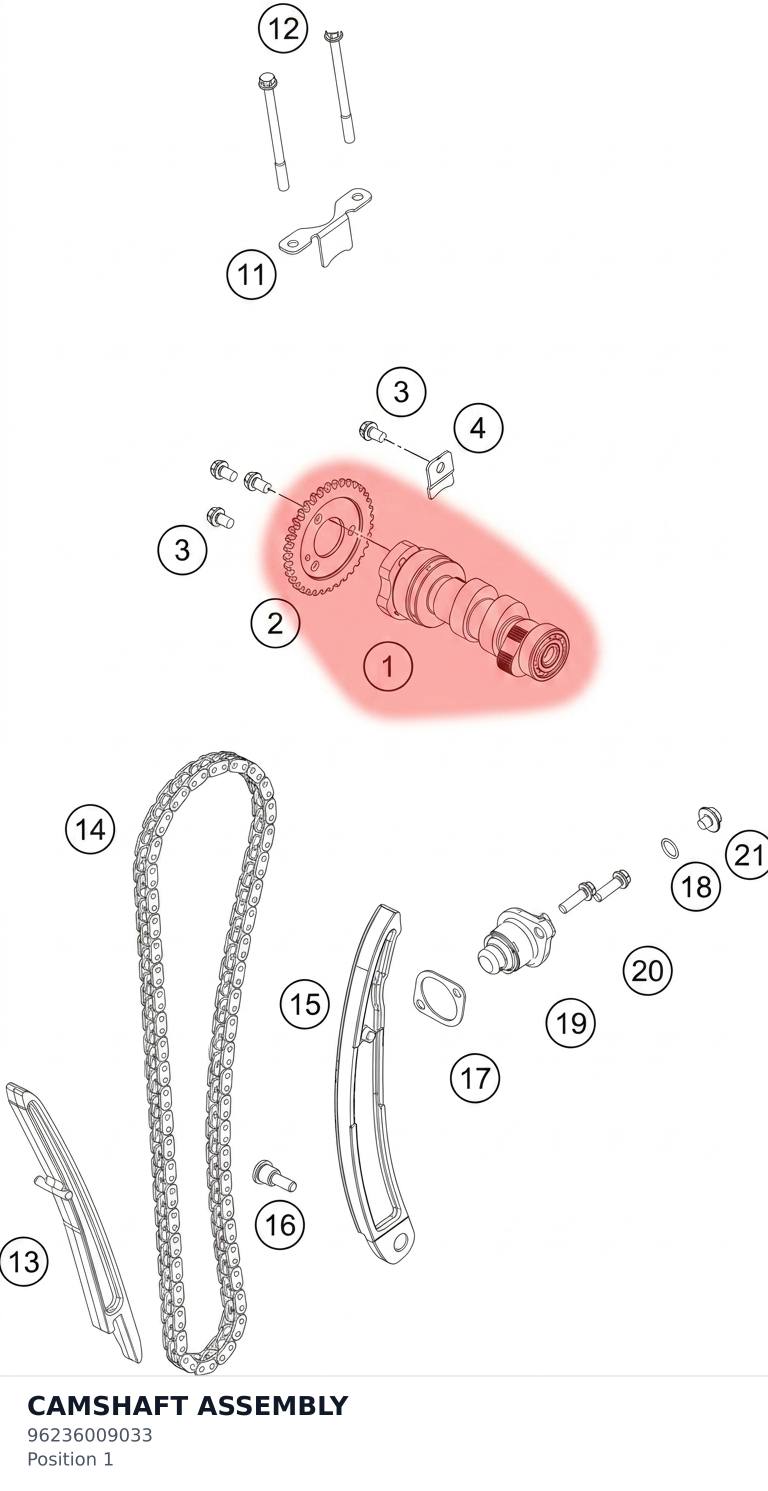 Diagram preview: CAMSHAFT ASSEMBLY (96236009033)
