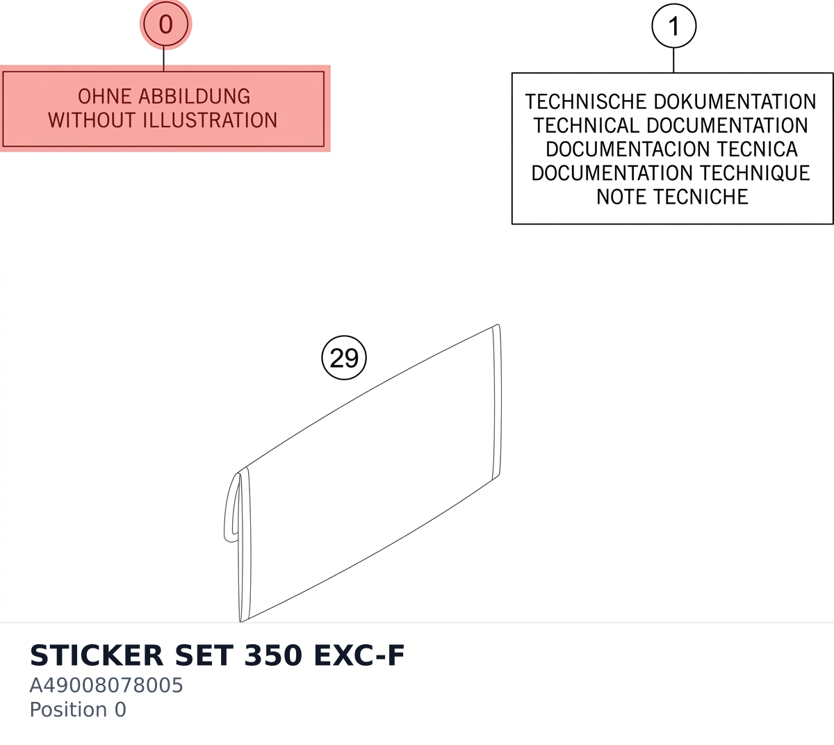 Diagram preview: STICKER SET 350 EXC-F (A49008078005)