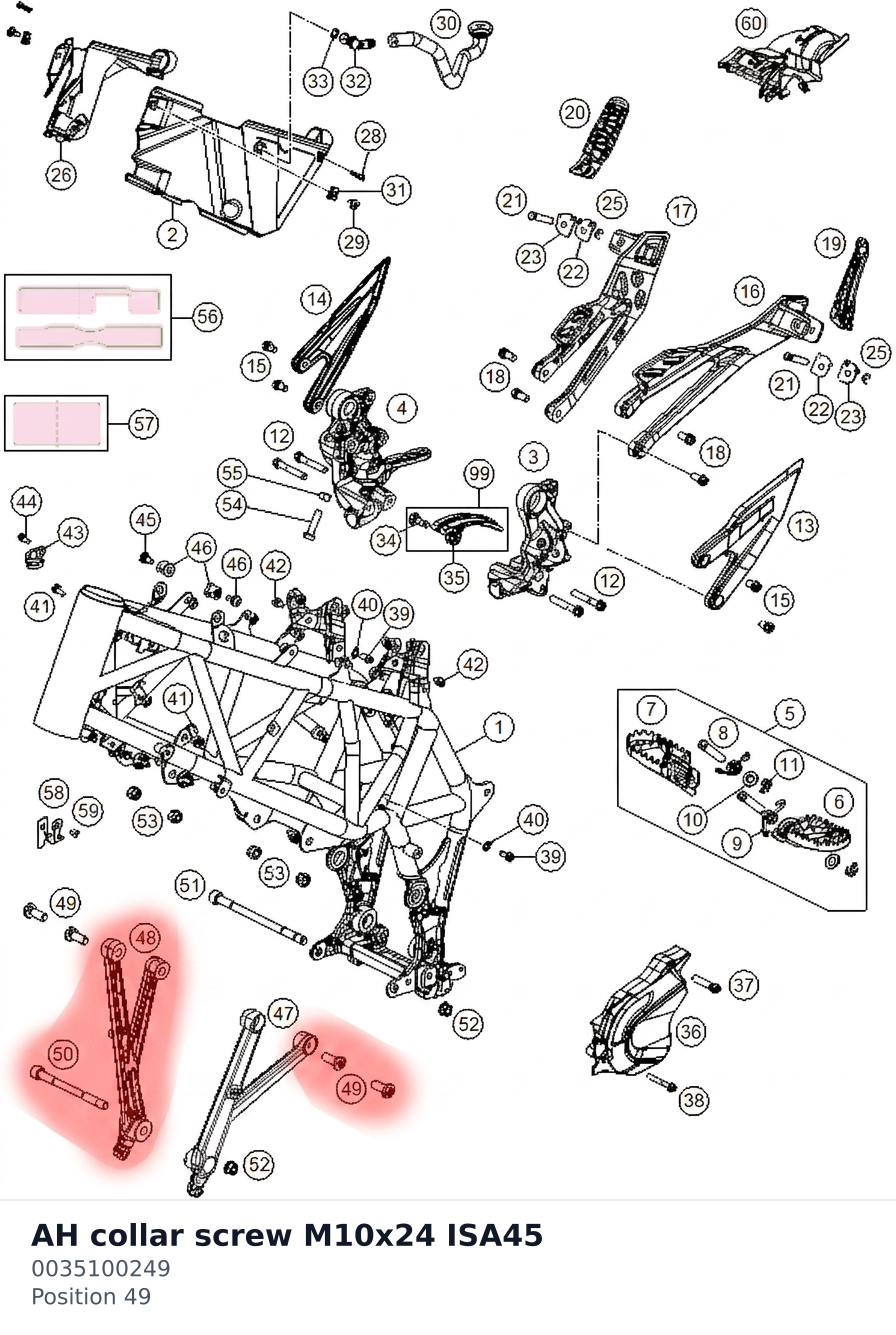 Diagram preview: AH collar screw M10x24 ISA45 (0035100249)