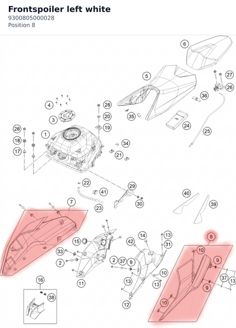 Diagram preview: Frontspoiler left white (9300805000028)