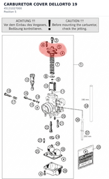 Diagram preview: CARBURETOR COVER DELLORTO 19 (45131027000)