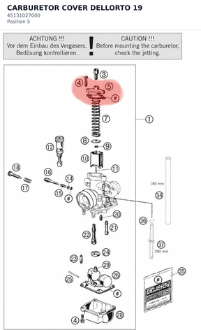 Diagram preview: CARBURETOR COVER DELLORTO 19 (45131027000)