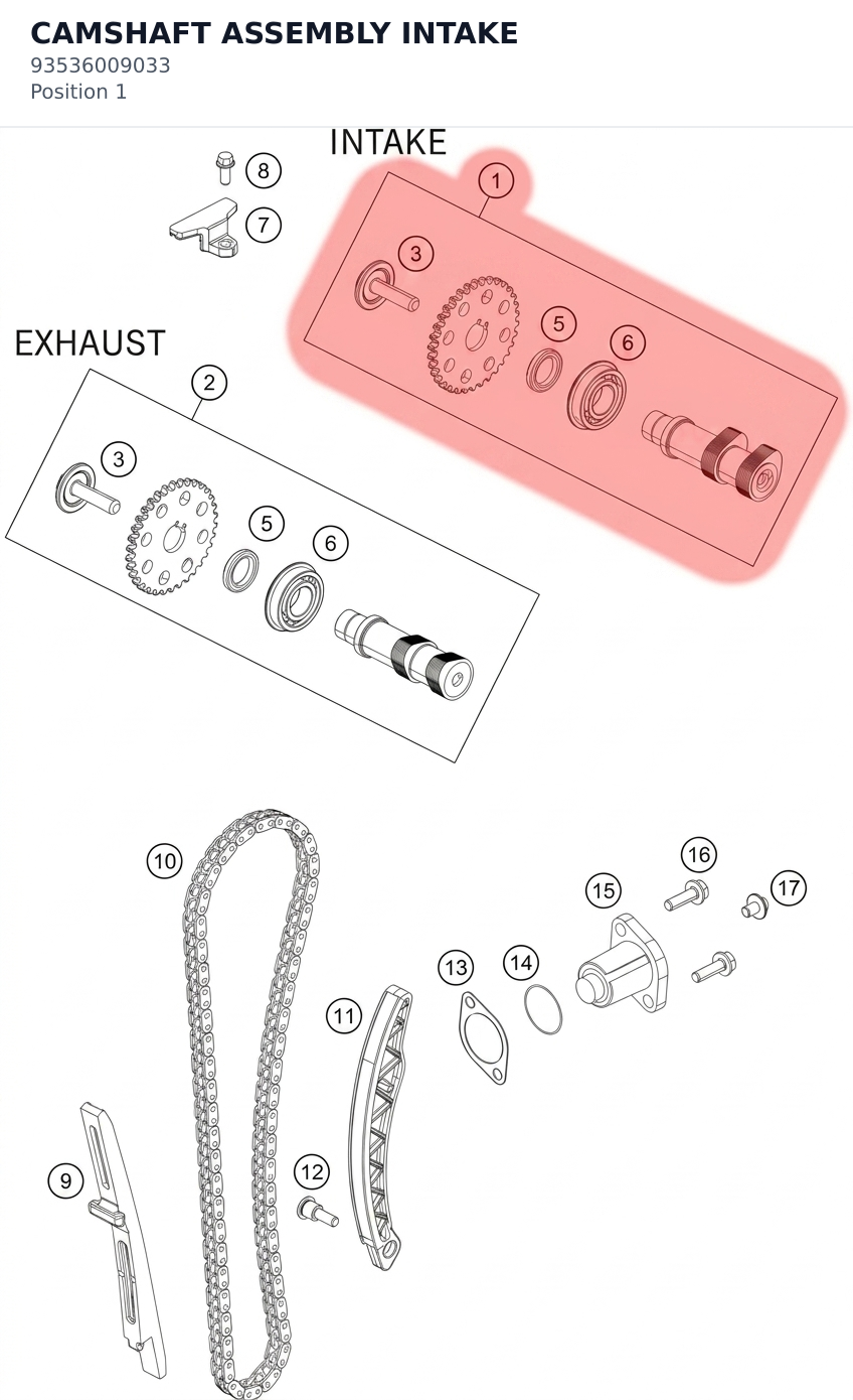 Diagram preview: CAMSHAFT ASSEMBLY INTAKE (93536009033)