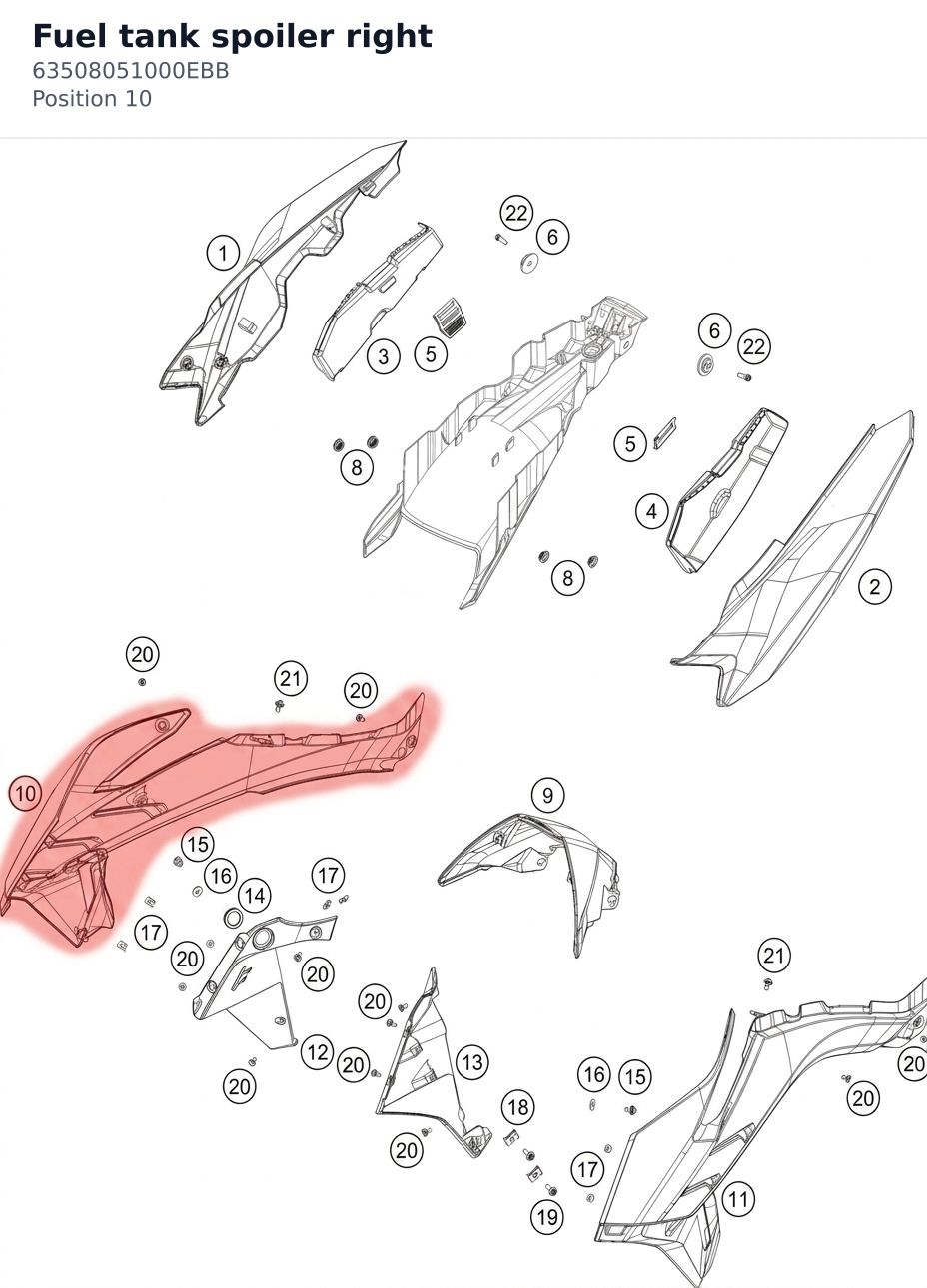 Diagram preview: Fuel tank spoiler right (63508051000EBB)