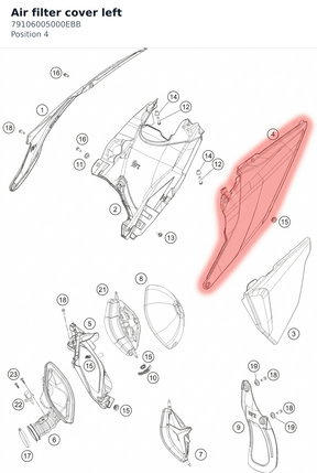 Diagram preview: Air filter cover left (79106005000EBB)