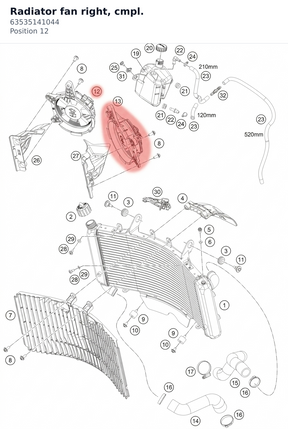 Diagram preview: Radiator fan right, cmpl. (63535141044)