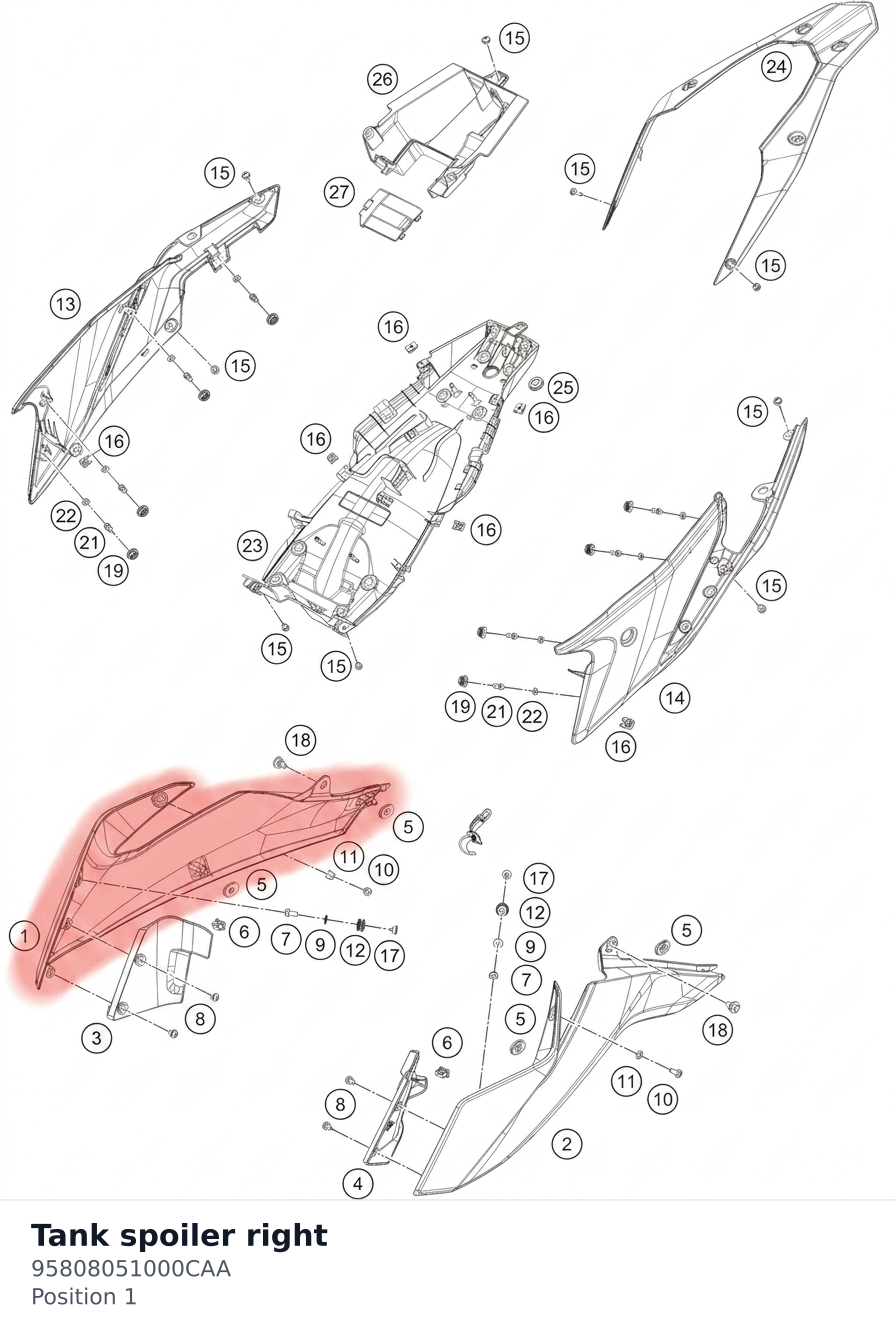 Diagram preview: Tank spoiler right (95808051000CAA)