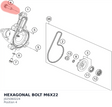 Diagram preview: HEXAGONAL BOLT M6X22 (J025060224)