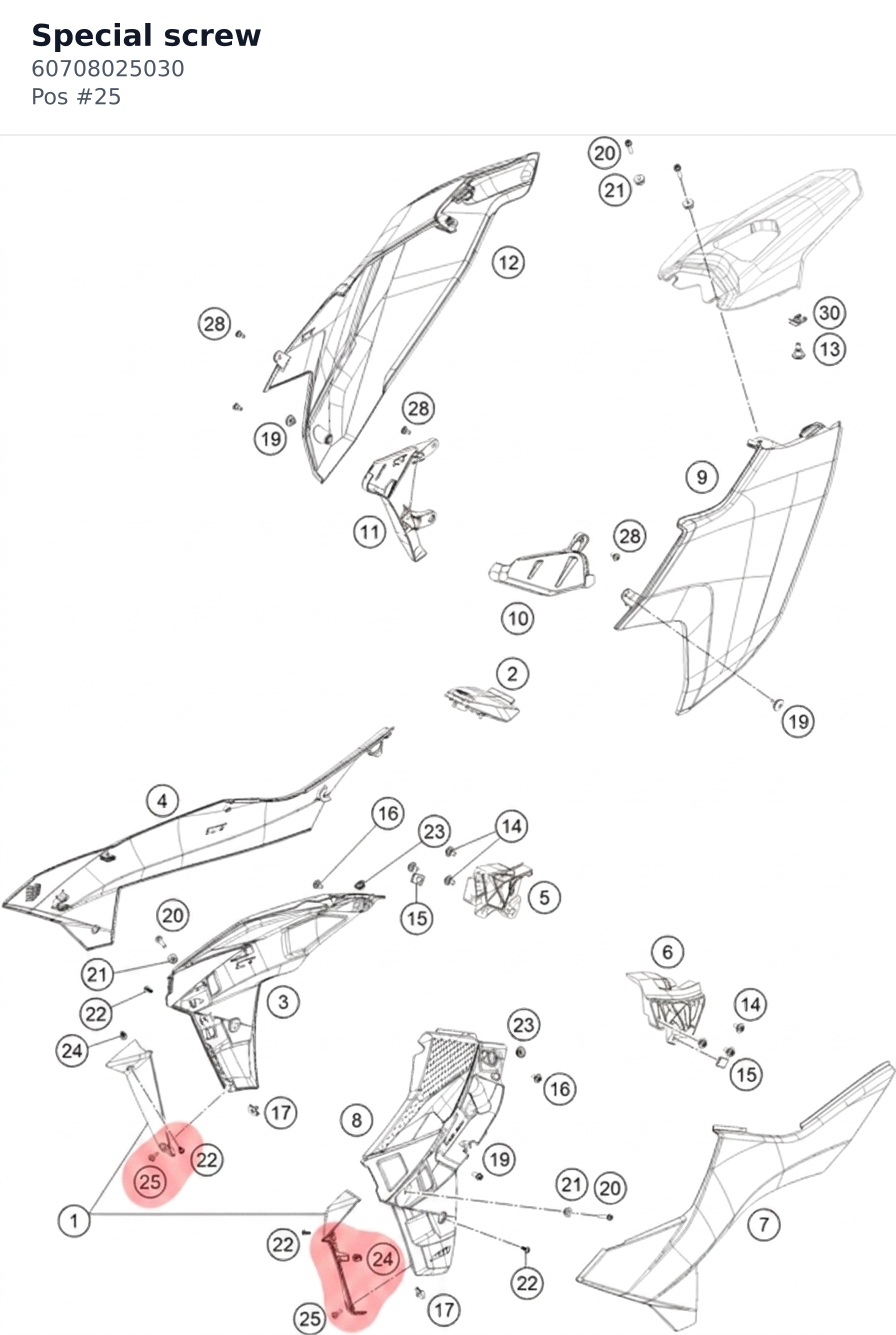 Diagram preview: Special screw (60708025030)