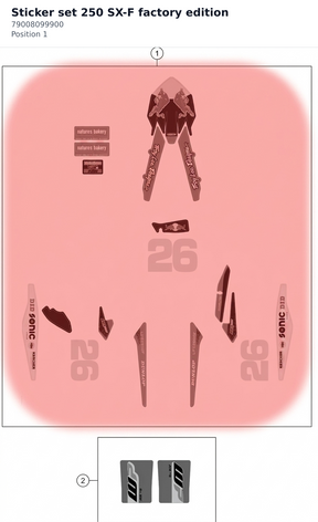 Diagram preview: Sticker set 250 SX-F factory edition (79008099900)