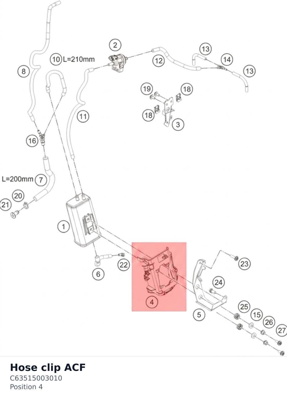 Diagram preview: Hose clip ACF (C63515003010)