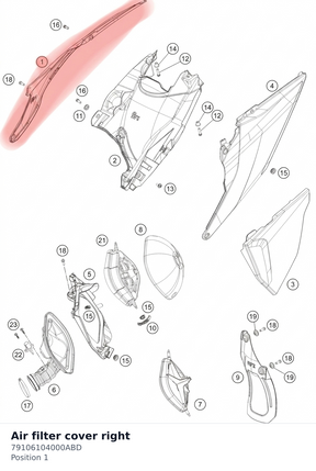 Diagram preview: Air filter cover right (79106104000ABD)