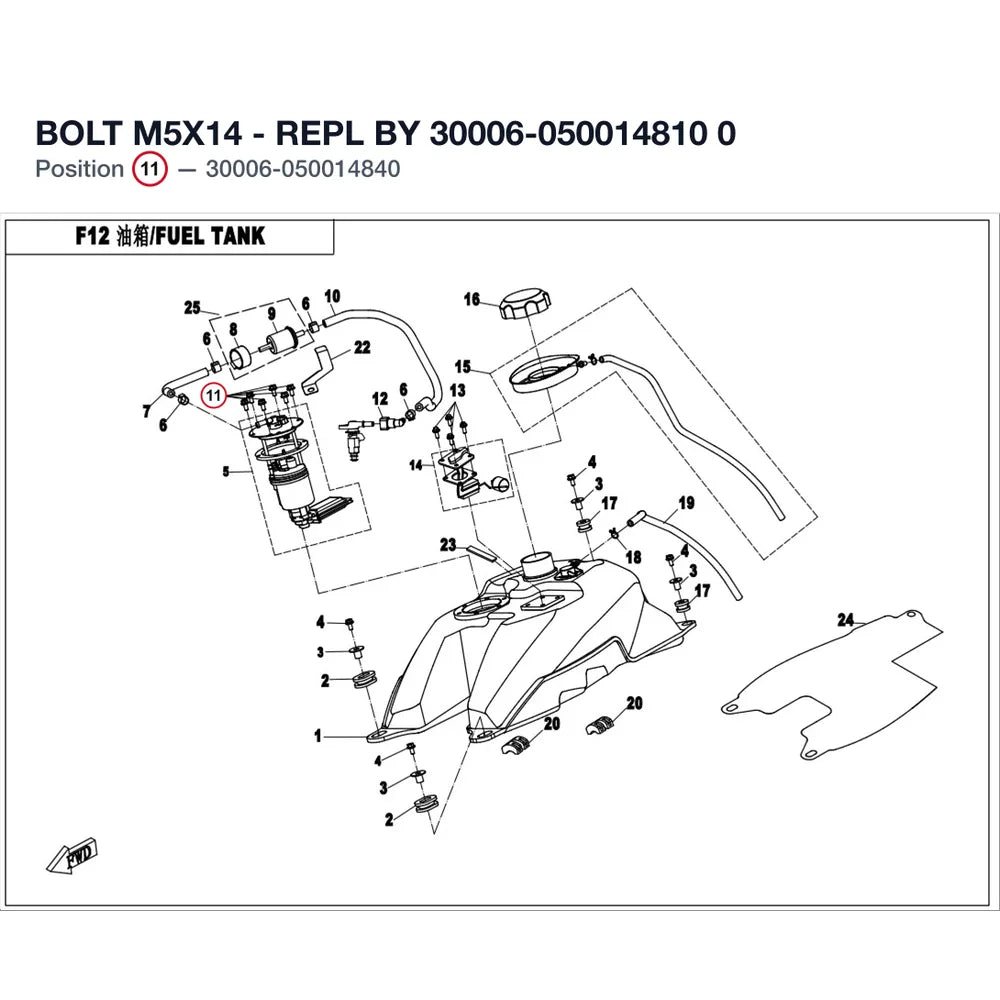 BOLT M5X14 - REPL BY 30006-050014810 product image