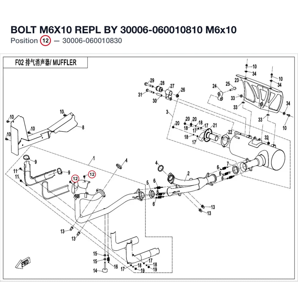 BOLT M6X10 REPL BY 30006-060010810 product image