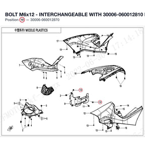 BOLT M6x12 - INTERCHANGEABLE WITH 30006-060012810 product image