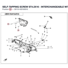SELF-TAPPING SCREW ST4.2X16 - INTERCHANGEABLE WITH  30110-420160040 product image