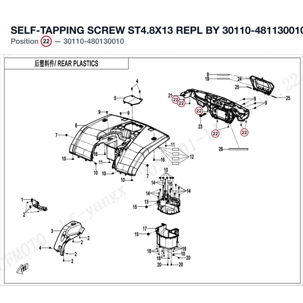 SELF-TAPPING SCREW ST4.8X13 REPL BY 30110-481130010 product image
