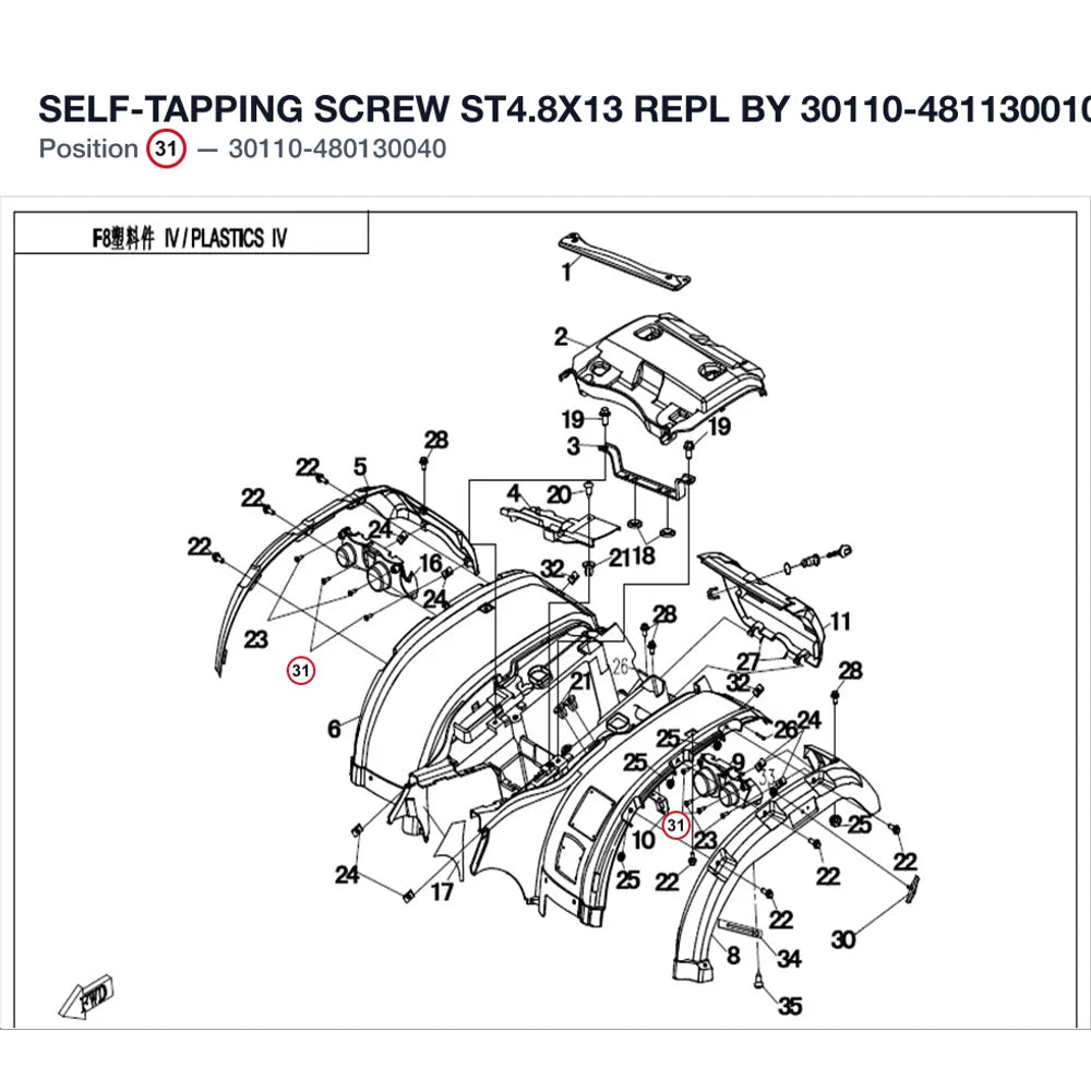 SELF-TAPPING SCREW ST4.8X13 REPL BY 30110-481130010 product image